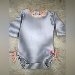 EUC RuffleButts Baby Girls Long Sleeve One Piece Swimsuit (0-3m)